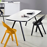 Wogg 43, tafel HPL wit blad, poten zwart